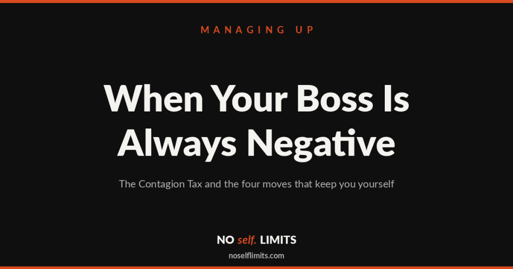 Translator-mode illustration for the always negative boss letter on No Self Limits